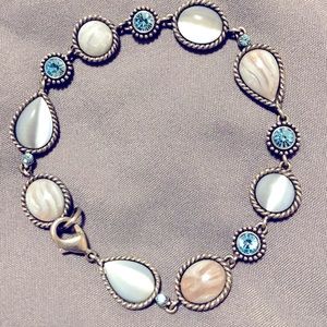 Blue, silver and taupe blingy bracelet